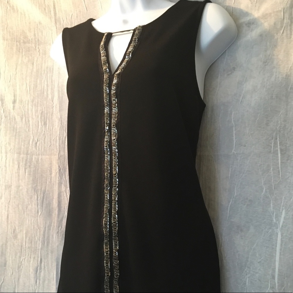 embellished top - sleeveless black dress top - mini tank dress